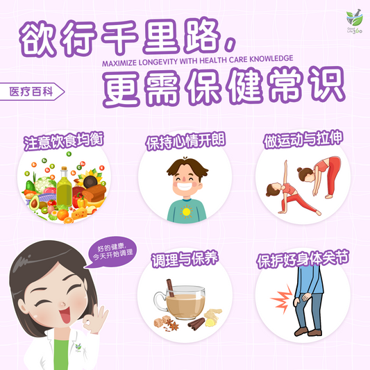 欲行千里路, 更需保健常识 • Maximize Longevity With Health Care Knowledge