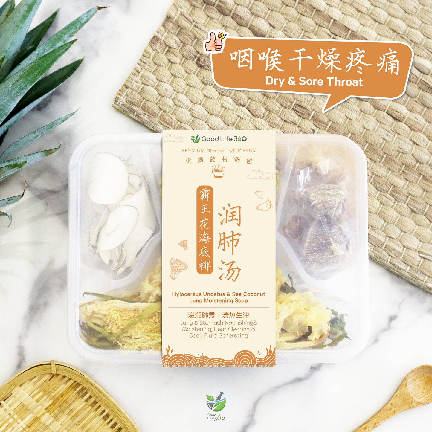 霸王花海底椰润肺汤 HYLOCEREUS UNDATUS & SEA COCONUT LUNG MOISTENING SOUP